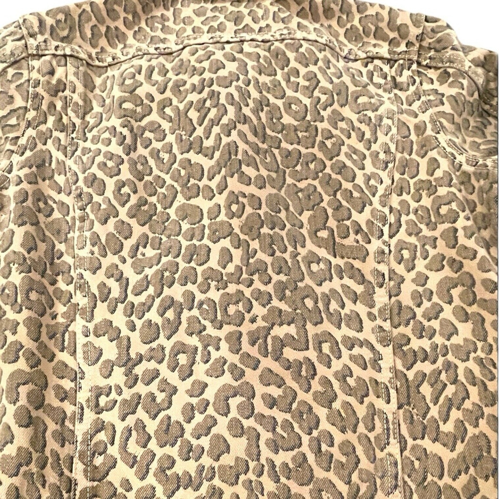 Lucky Brand Womens XS Leopard Denim Jacket The Tomboy Trucker Animal Print Brown - Picture 8 of 16